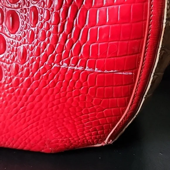 Brahmin Marianna Ember Fuego Genuine Croc Embossed Leather Shoulder Bag - Picture 10 of 12